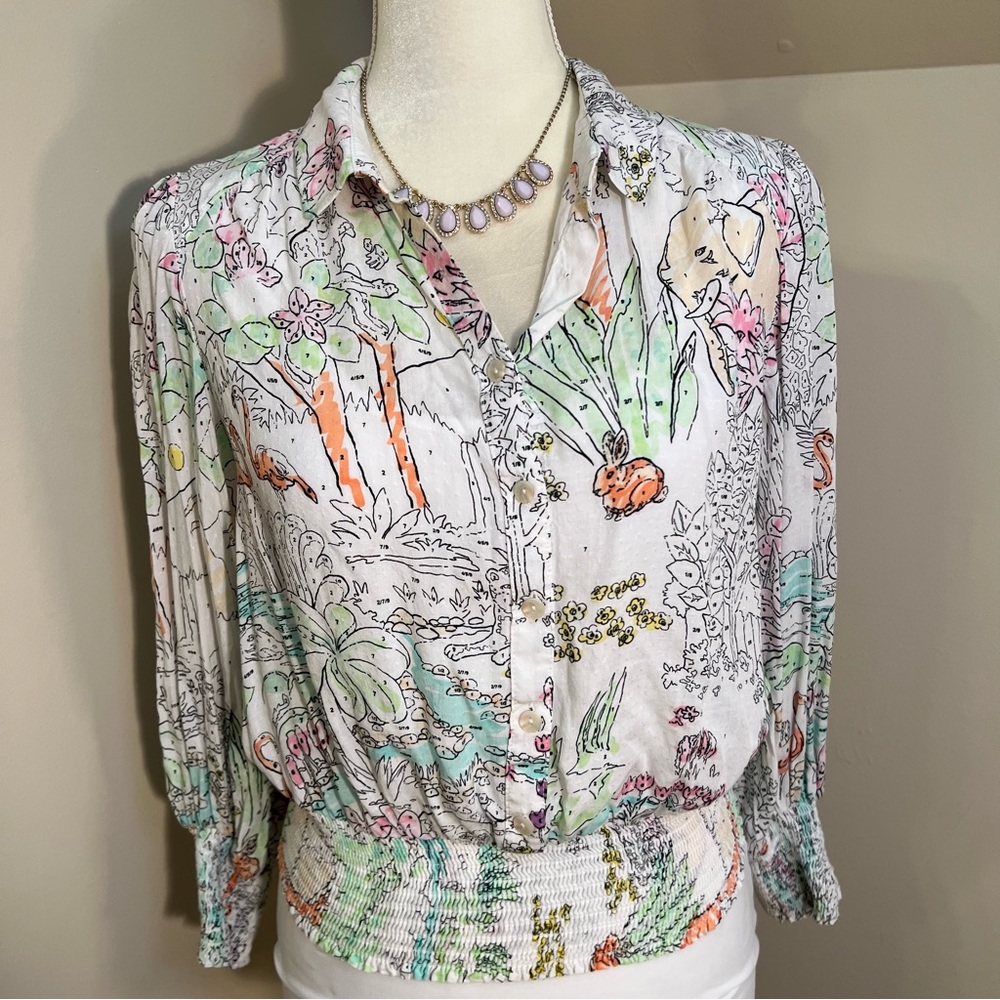 Anthropologie Maeve Paint by numbers Top